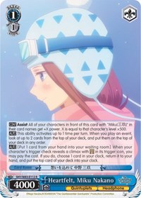 Miku Nakano R waifu card — Weiss Schwarz