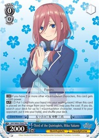 Miku Nakano TrialDeck waifu card — Weiss Schwarz
