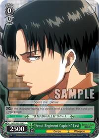 "Scout Regiment Captain" Levi C waifu card — Weiss Schwarz