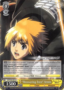 "Recovering Eren" Armin C waifu card — Weiss Schwarz