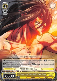 "Sunset on Your Back" Eren Titan C waifu card — Weiss Schwarz