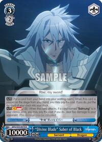 "Divine Blade" Saber of Black R waifu card — Weiss Schwarz