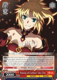 "Brimming with Confidence" Saber of Red SR waifu card — Weiss Schwarz