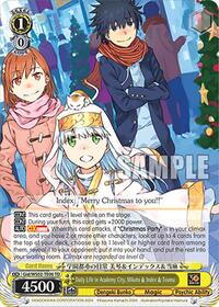 Mikoto & Index & Touma TrialDeck waifu card — Weiss Schwarz