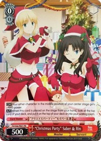 "Christmas Party" Saber & Rin Promo waifu card — Weiss Schwarz