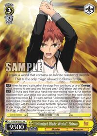 "Unlimited Blade Works" Shirou RR waifu card — Weiss Schwarz