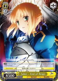 Saber - End of Reign R waifu card — Weiss Schwarz
