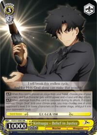 Kiritsugu - Belief in Justice RR waifu card — Weiss Schwarz