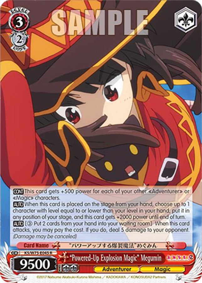 "Powered-Up Explosion Magic" Megumin R waifu card — Weiss Schwarz