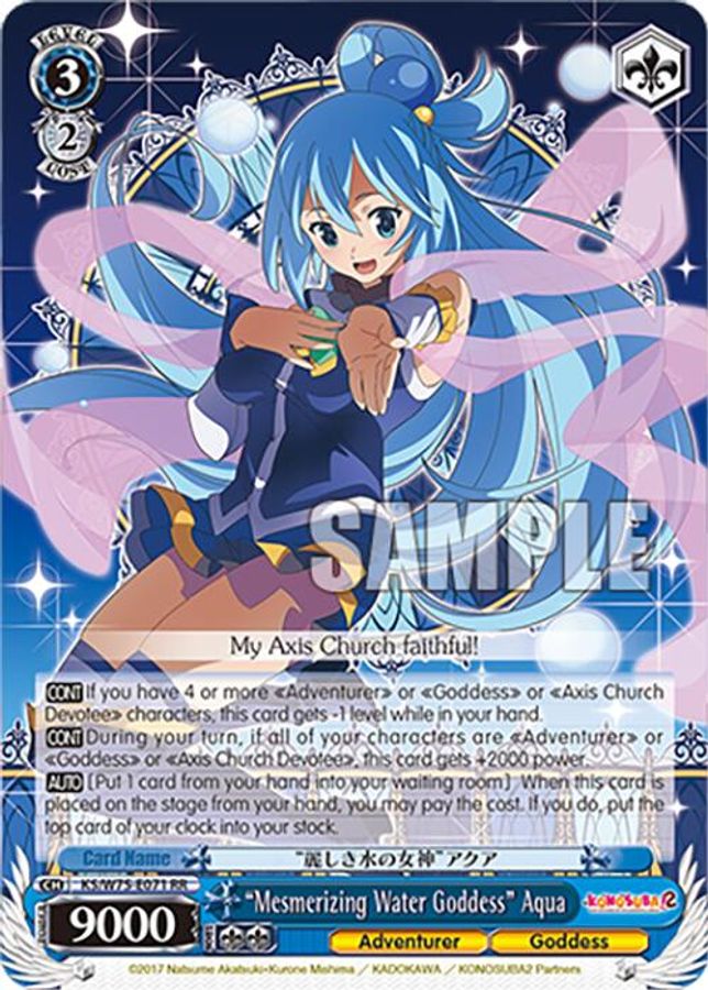 "Mesmerizing Water Goddess" Aqua RR waifu card — Weiss Schwarz