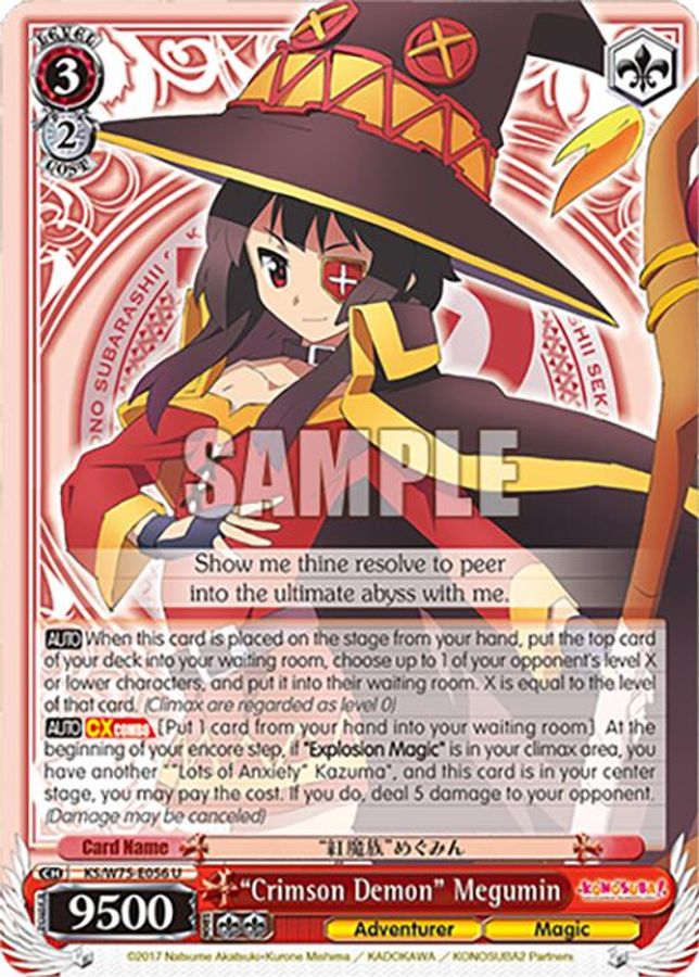 "Crimson Demon" Megumin U waifu card — Weiss Schwarz
