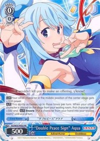 "Double Peace Sign" Aqua Promo waifu card — Weiss Schwarz