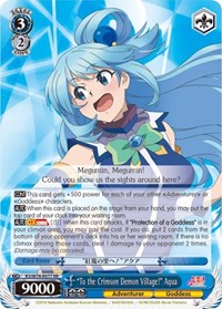 "To the Crimson Demon Village!" Aqua RR waifu card — Weiss Schwarz
