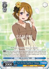"Let's Go Out Together~" Hanayo R waifu card — Weiss Schwarz