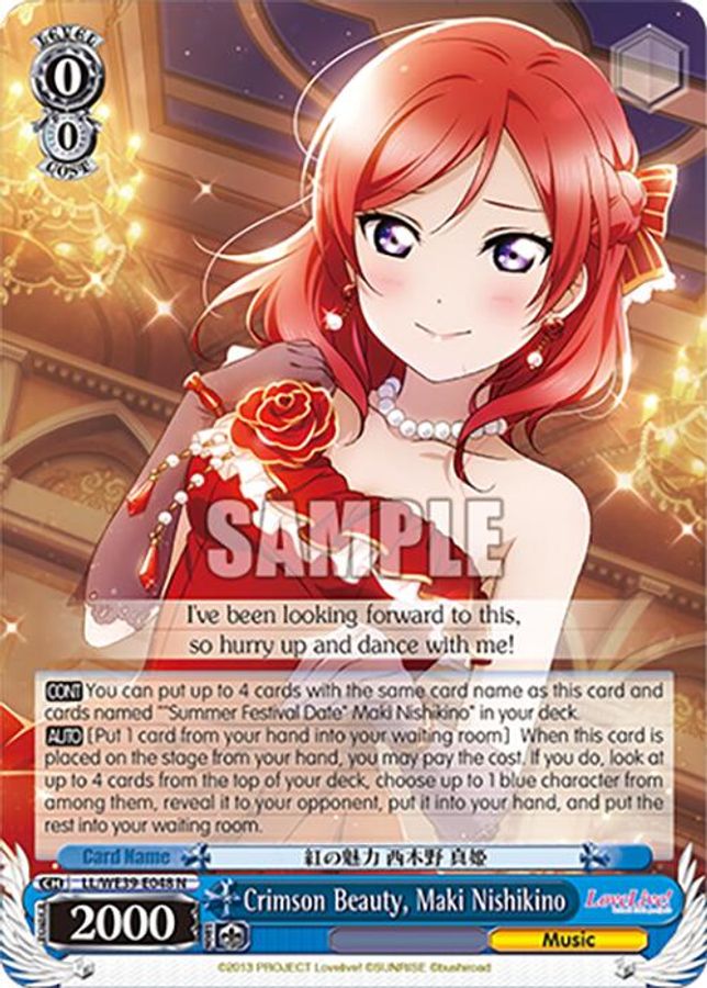Maki Nishikino Normal waifu card — Weiss Schwarz