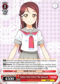 "Summer School Uniform" Riko Sakurauchi Promo waifu card — Weiss Schwarz