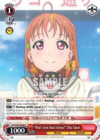 "What's Good About Uchiura" Chika Takami U waifu card — Weiss Schwarz