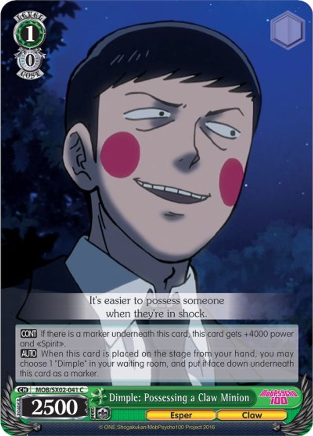 Dimple: Possessing a Claw Minion C waifu card — Weiss Schwarz
