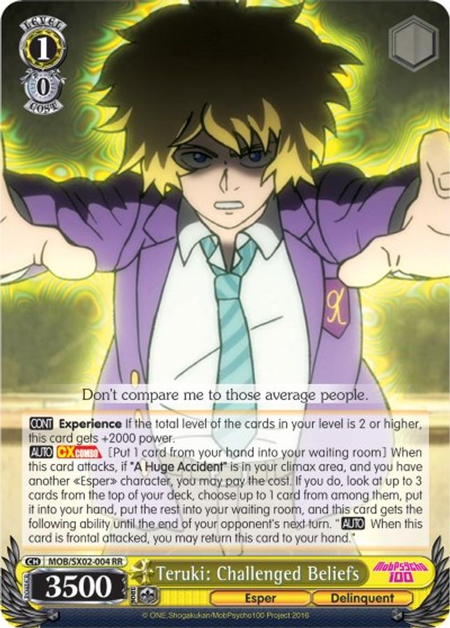 Teruki: Challenged Beliefs RR waifu card — Weiss Schwarz