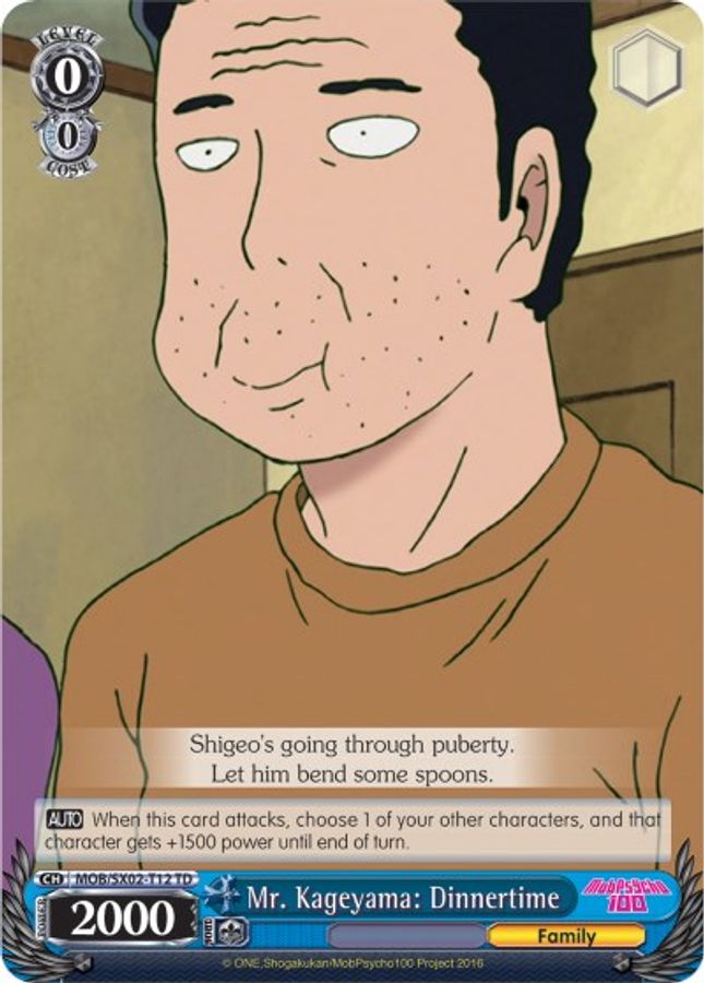 Mr. Kageyama: Dinnertime TrialDeck waifu card — Weiss Schwarz