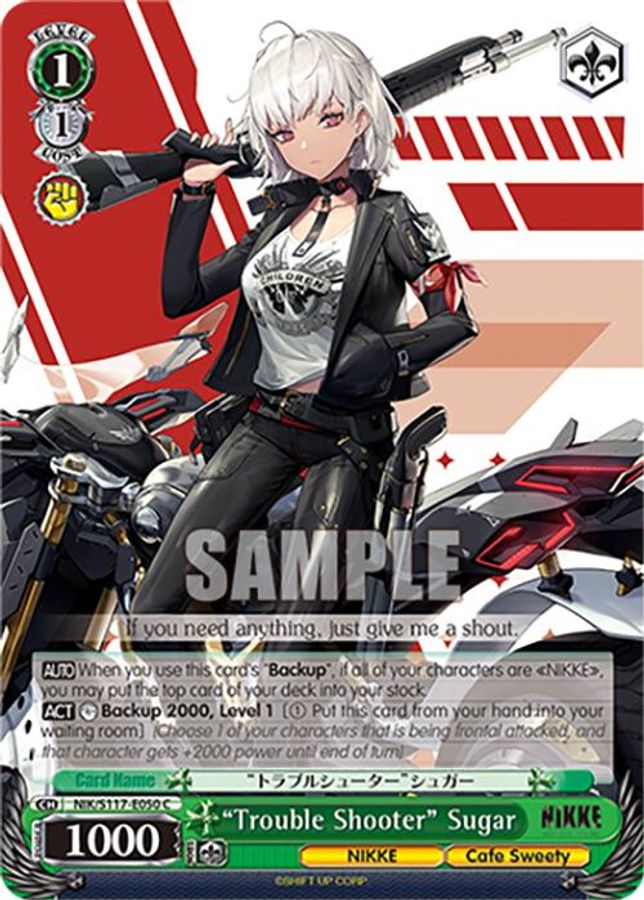 "Trouble Shooter" Sugar C waifu card — Weiss Schwarz