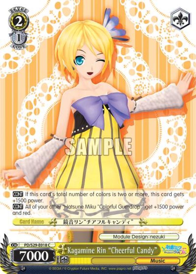 Kagamine Rin "Cheerful Candy" C waifu card — Weiss Schwarz