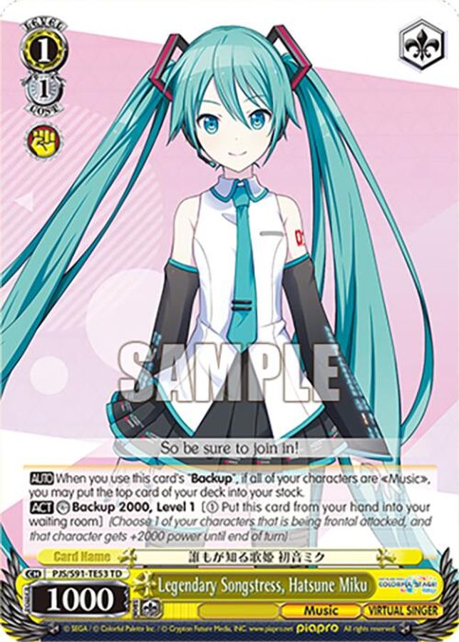 Hatsune Miku (PJS/S91-TE53 TD) TrialDeck waifu card — Weiss Schwarz