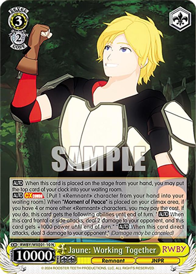 Jaune: Working Together Normal waifu card — Weiss Schwarz