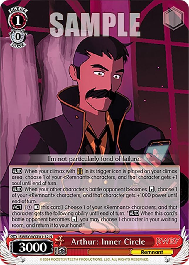 Arthur: Inner Circle Normal waifu card — Weiss Schwarz