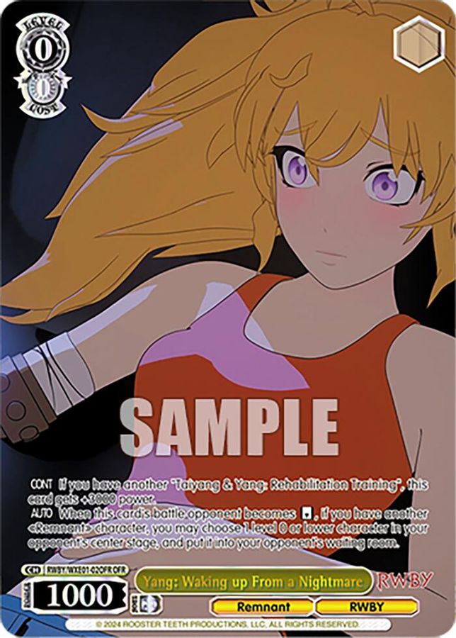 Yang: Waking up From a Nightmare OverFrameRare waifu card — Weiss Schwarz