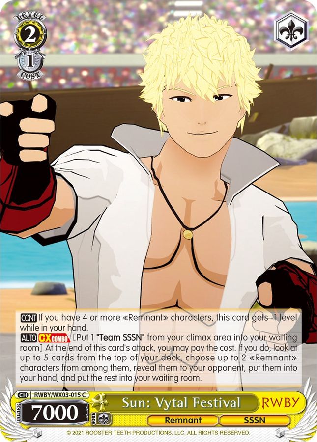 Sun: Vytal Festival C waifu card — Weiss Schwarz