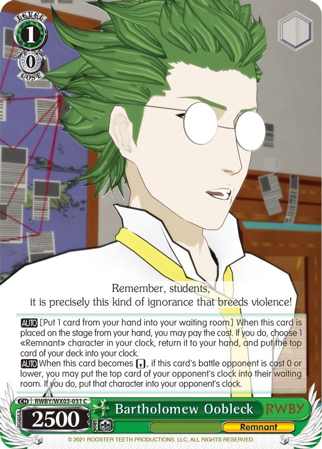 Bartholomew Oobleck C waifu card — Weiss Schwarz