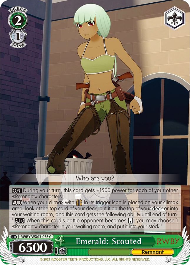 Emerald: Scouted C waifu card — Weiss Schwarz
