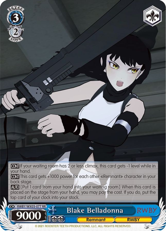 Blake Belladonna RR waifu card — Weiss Schwarz