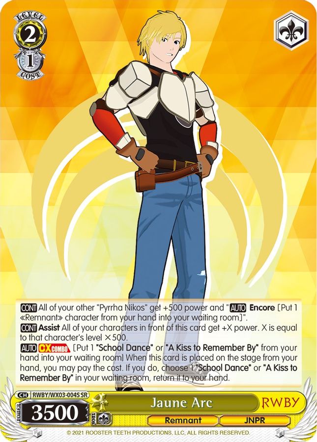 Jaune Arc (SR) SR waifu card — Weiss Schwarz