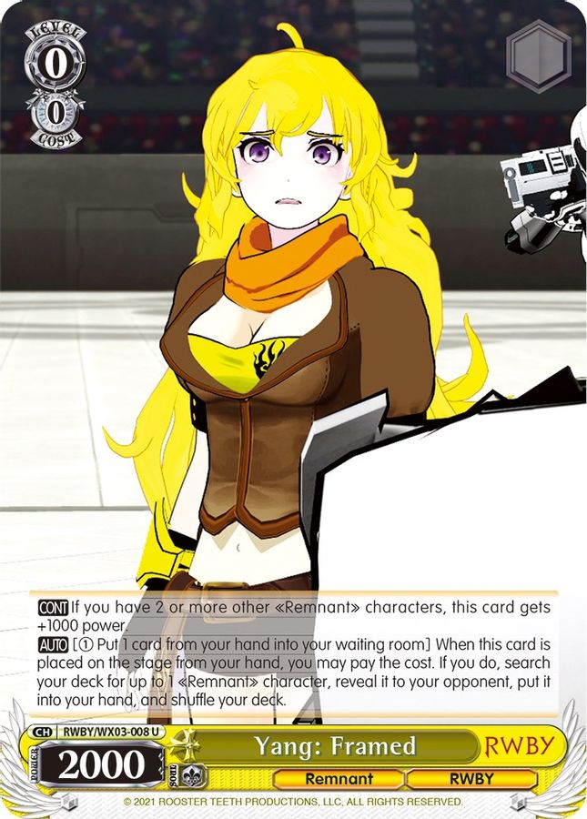 Yang: Framed U waifu card — Weiss Schwarz