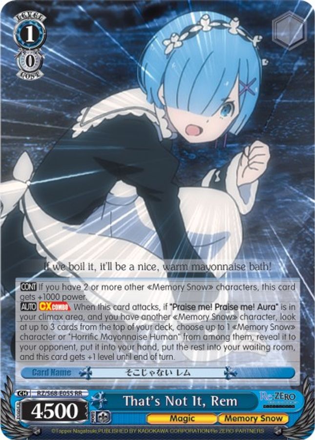 Rem RR waifu card — Weiss Schwarz