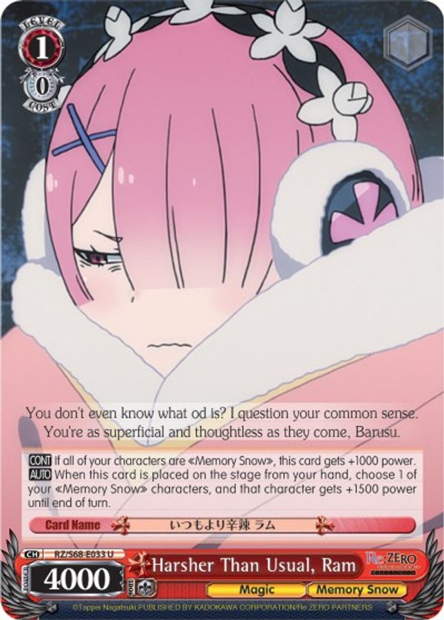 Ram U waifu card — Weiss Schwarz