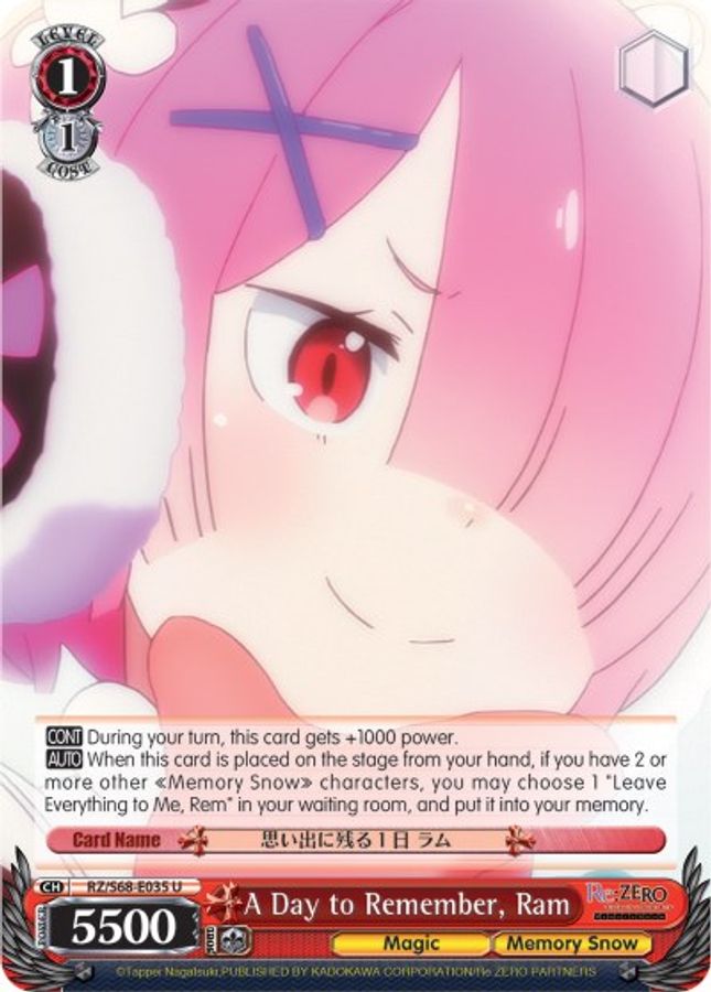 Ram U waifu card — Weiss Schwarz