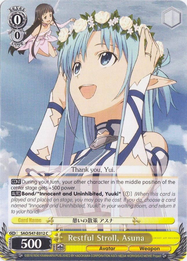 Asuna C waifu card — Weiss Schwarz