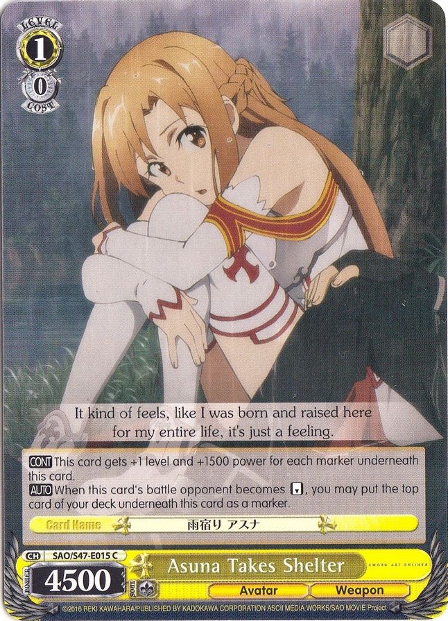 Asuna Takes Shelter C waifu card — Weiss Schwarz