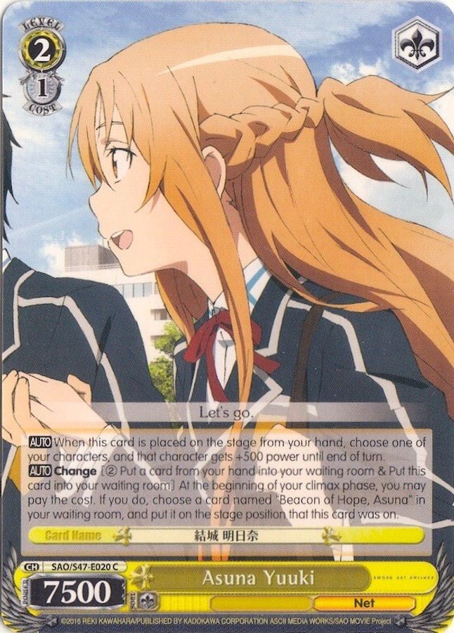 Asuna Yuuki C waifu card — Weiss Schwarz