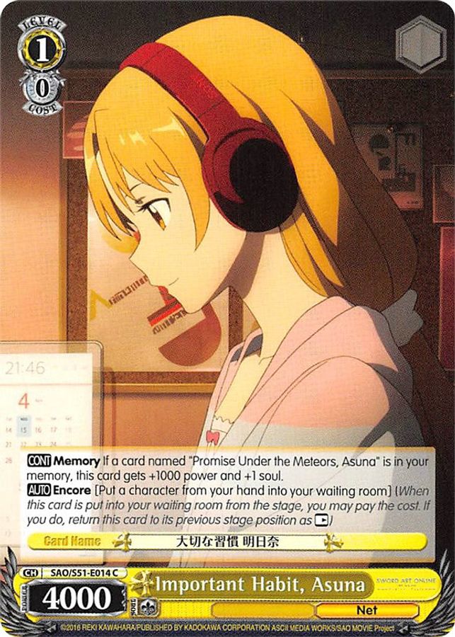 Asuna C waifu card — Weiss Schwarz