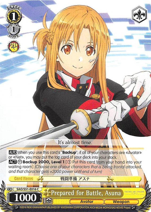 Asuna C waifu card — Weiss Schwarz