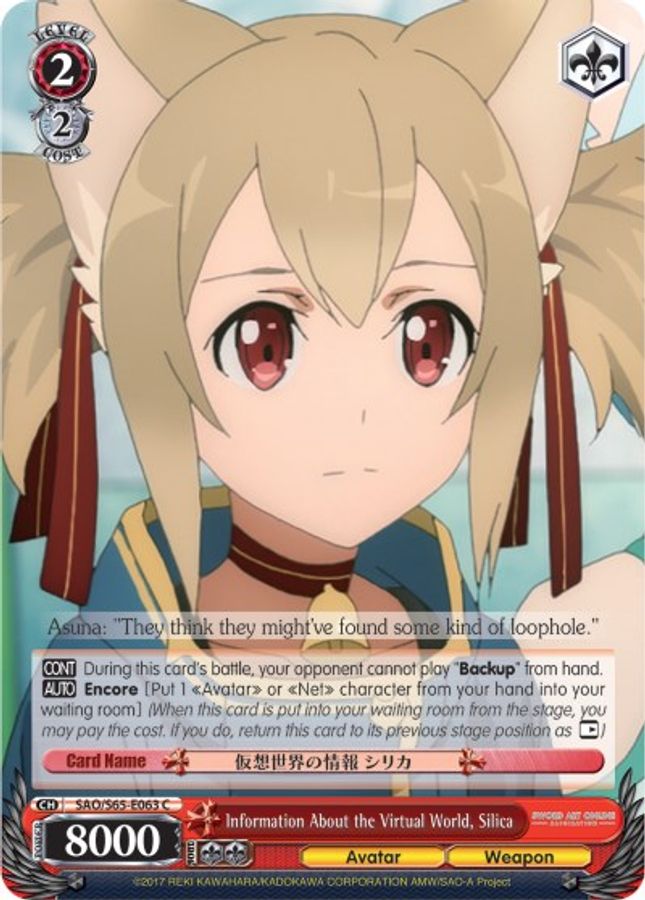 Silica C waifu card — Weiss Schwarz