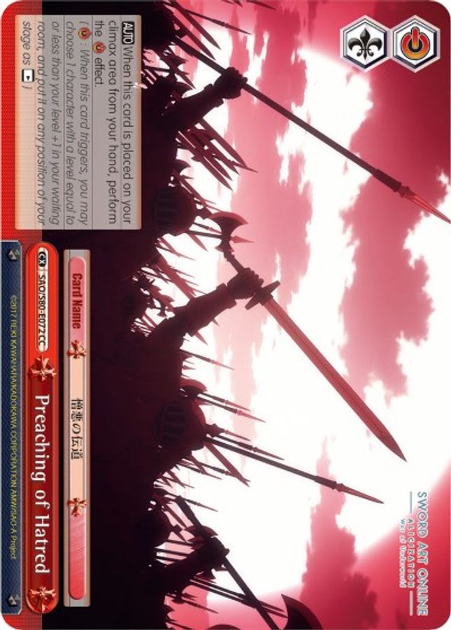 Preaching of Hatred CC waifu card — Weiss Schwarz