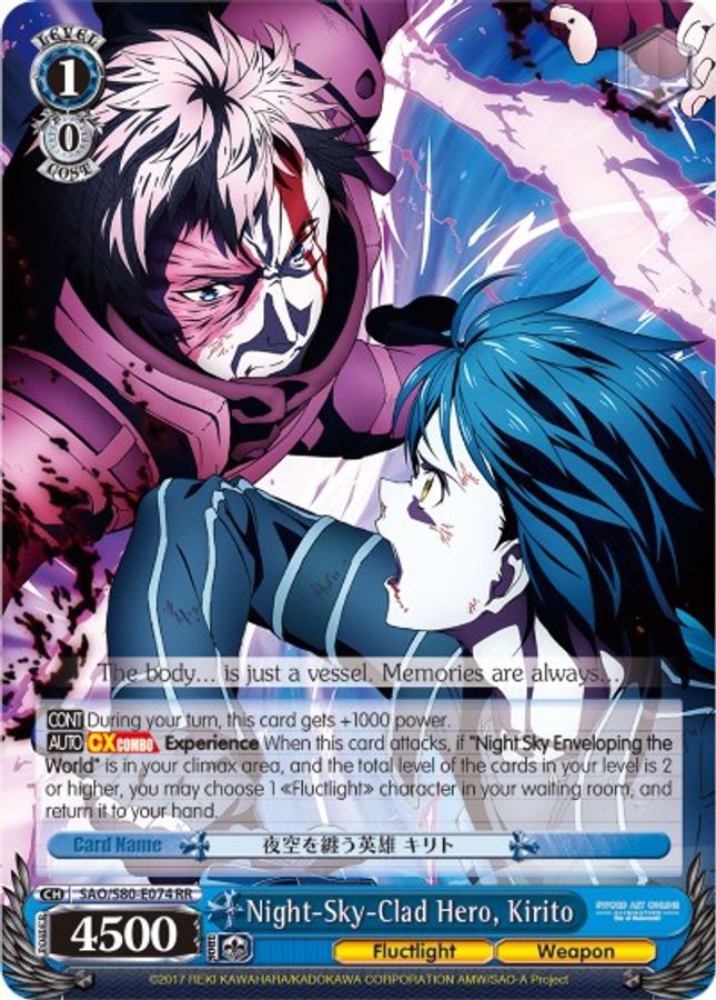 Kirito RR waifu card — Weiss Schwarz