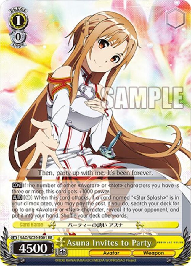 Asuna Invites to Party Reprint waifu card — Weiss Schwarz