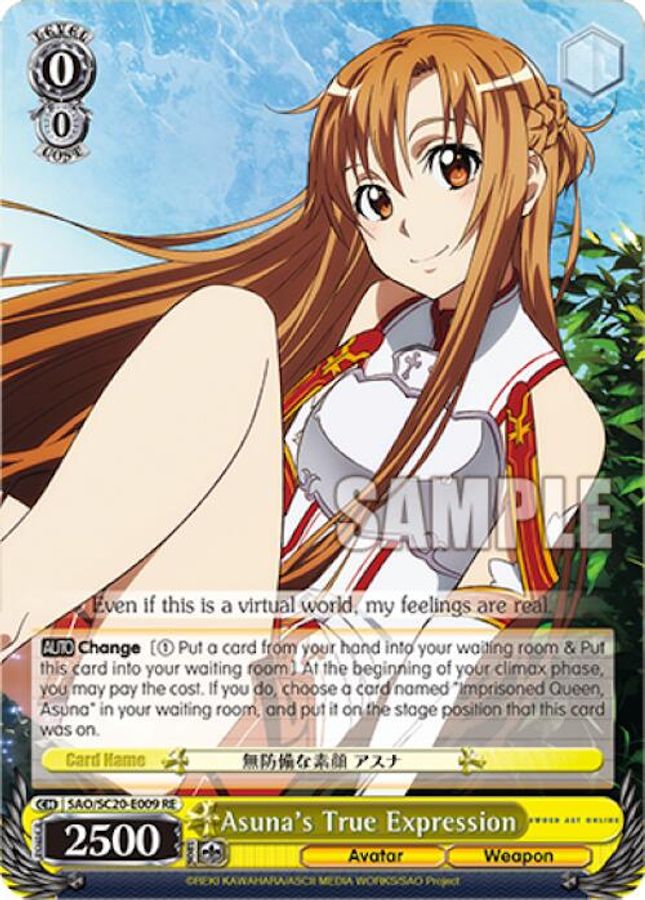 Asuna's True Expression Reprint waifu card — Weiss Schwarz