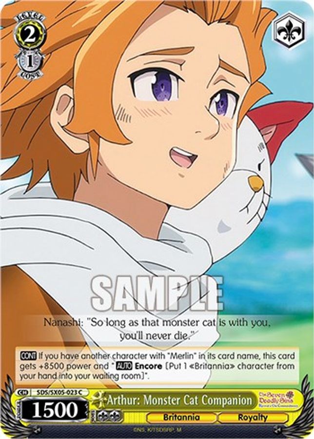 Arthur: Monster Cat Companion C waifu card — Weiss Schwarz